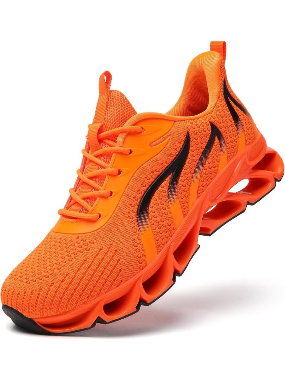 Women's Orange Mesh Comfortable Athletic Running Non-Slip Walking Sneakers